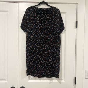 Madewell Women's‎ Black Floral Mini Dress Button Down Short Sleeve Size Small
